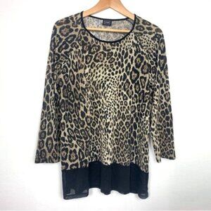 VAMP Animal Print Top Mesh Trim